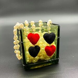 Queen of Hearts Felt Earrings, Felt Heart Earrings